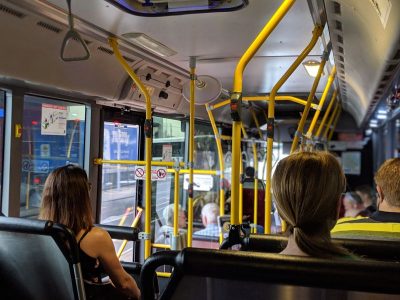 Interior of a bus